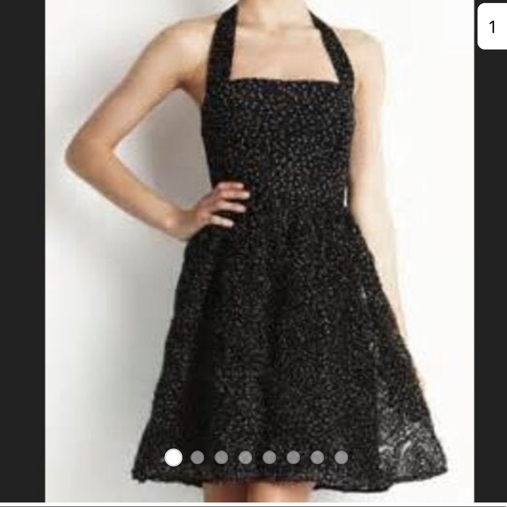 Adrianna Papell Black and White Halter Dress